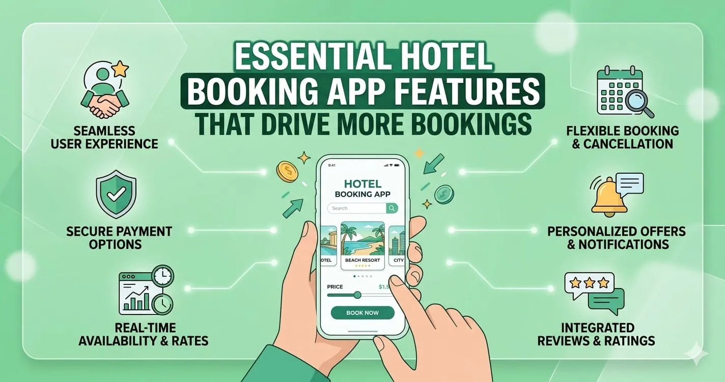 15 Essential Hotel Booking App Features That Drive More Bookings in 2026