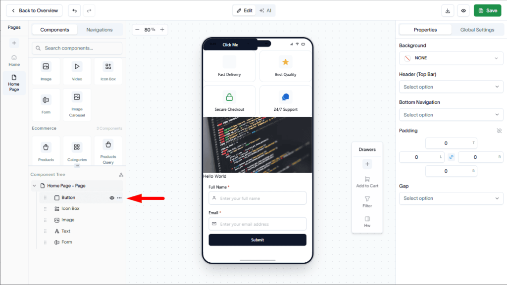 Customize app components