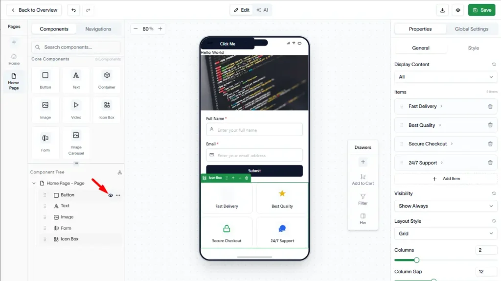 Customize app components