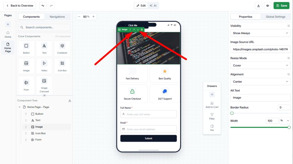Customize app components